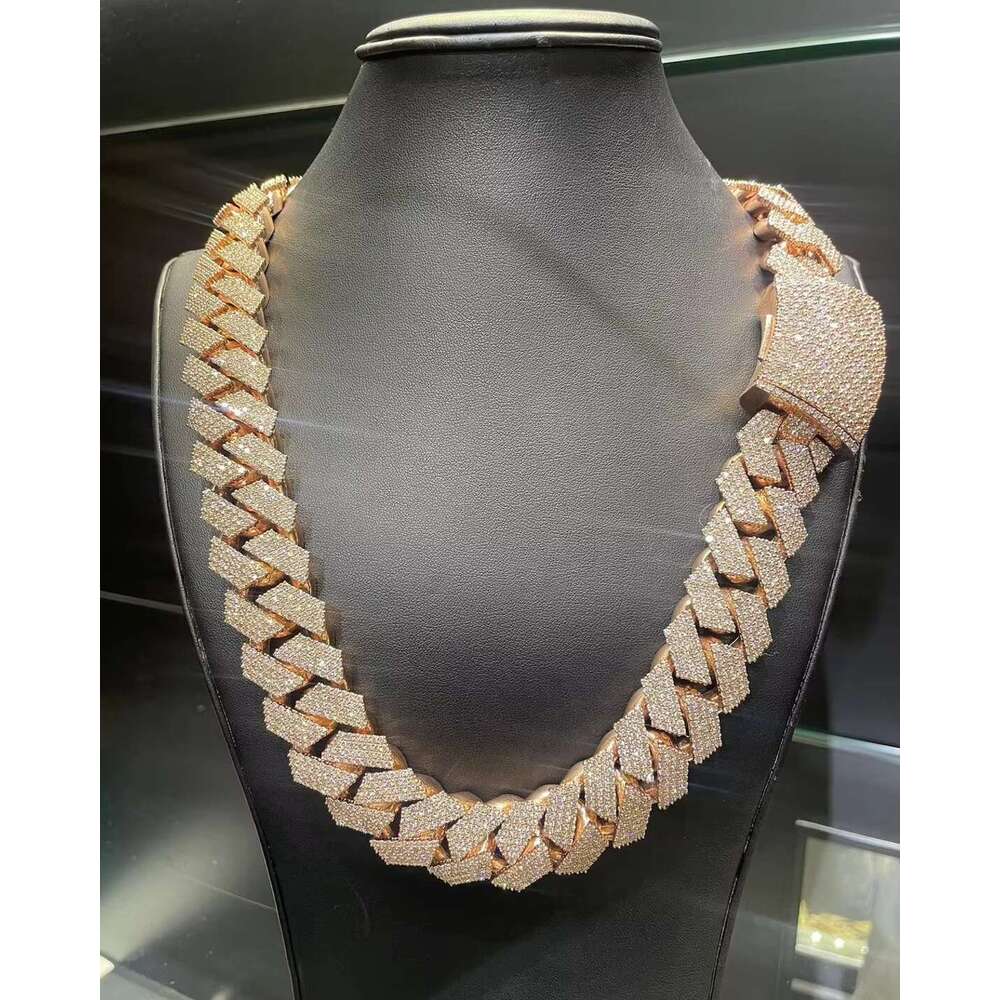 13Mm Vvs1 Moissanite Ice K Chain Necklace Sier Hip Hop Chains Miami Cuban Style Gift For Him