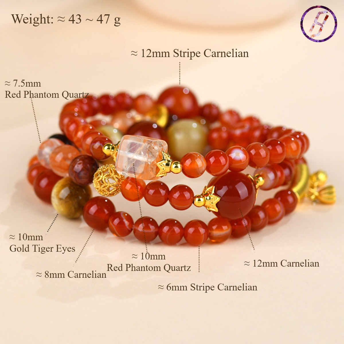 2025 New Network Hit Nezha Series A Variety of Original Bracelets Natural Crystal Carnelian Red Phantom Quartz Womens Bracelet Customization