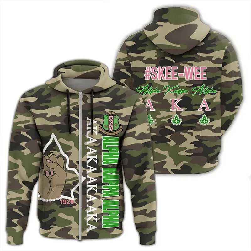 AKA 1908 Sorority Pullover Zip Up Hoodies For Women 3d Printed Casual Oversized Personity Anniversary Sweatshirts Womens Coat X250227