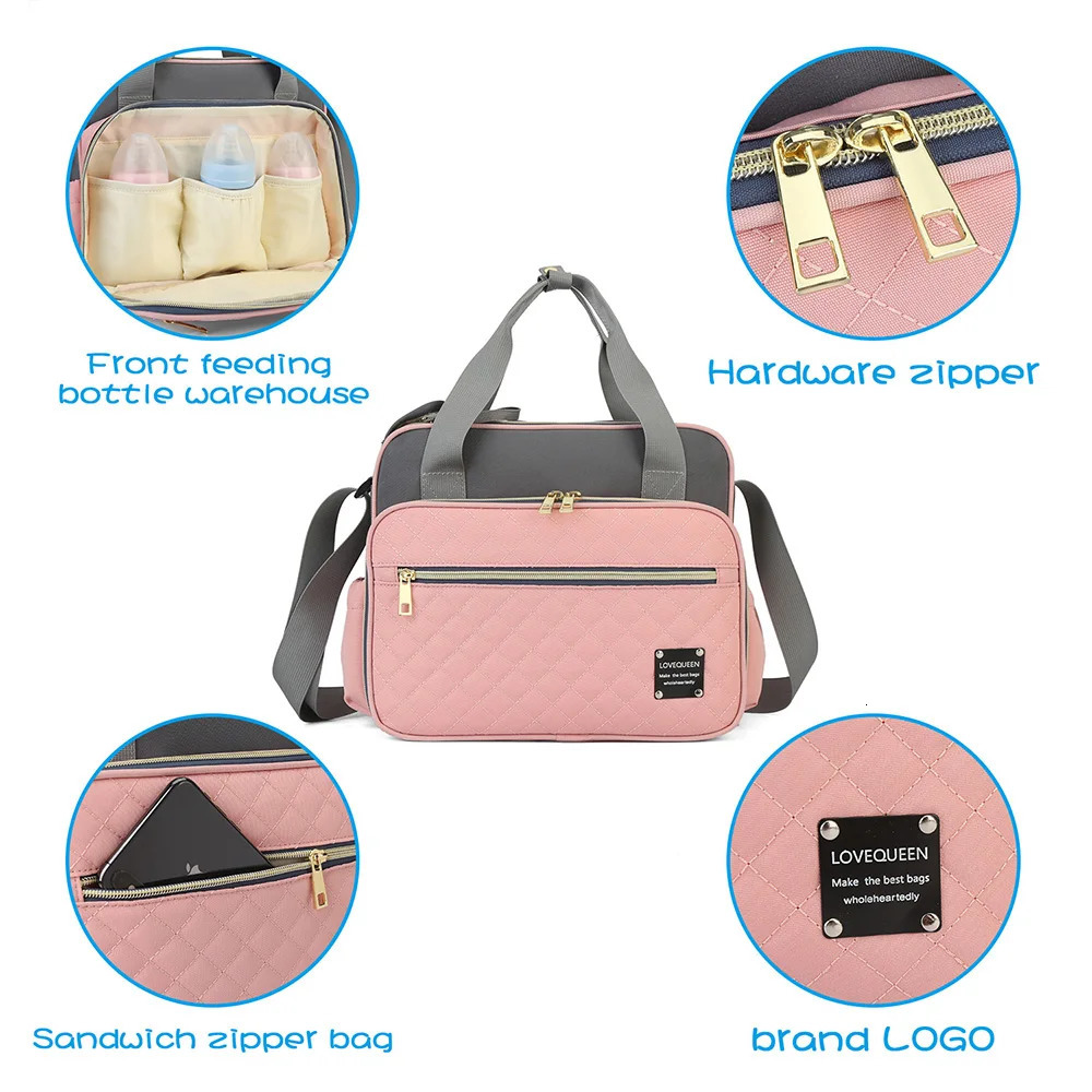 Style Waterproof Diaper Bag Large Capacity Messenger Travel Bag Multifunctional Maternity Mother Baby Stroller Nappy Bags 250227