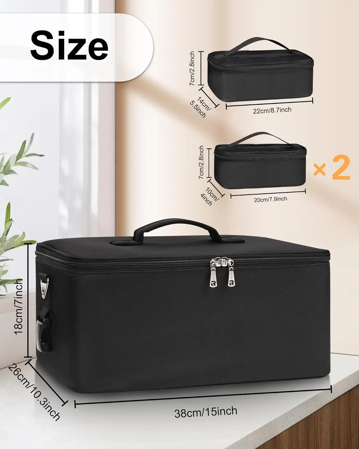 Ship from US Makeup bag large makeup box professional storage organizer brush holder with 3 sets of transparent bags and lipstick plate 250227FBB