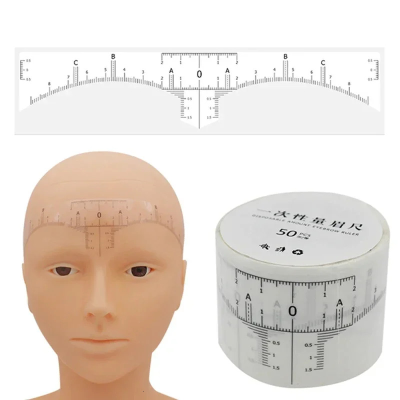 Eyebrow Ruler Sticker Disposable Microblading Permanent Makeup Tattoos Adhesive Eye Brow Stencil Ruler Eyebrow Tool 1 Roll 50pcs 250224