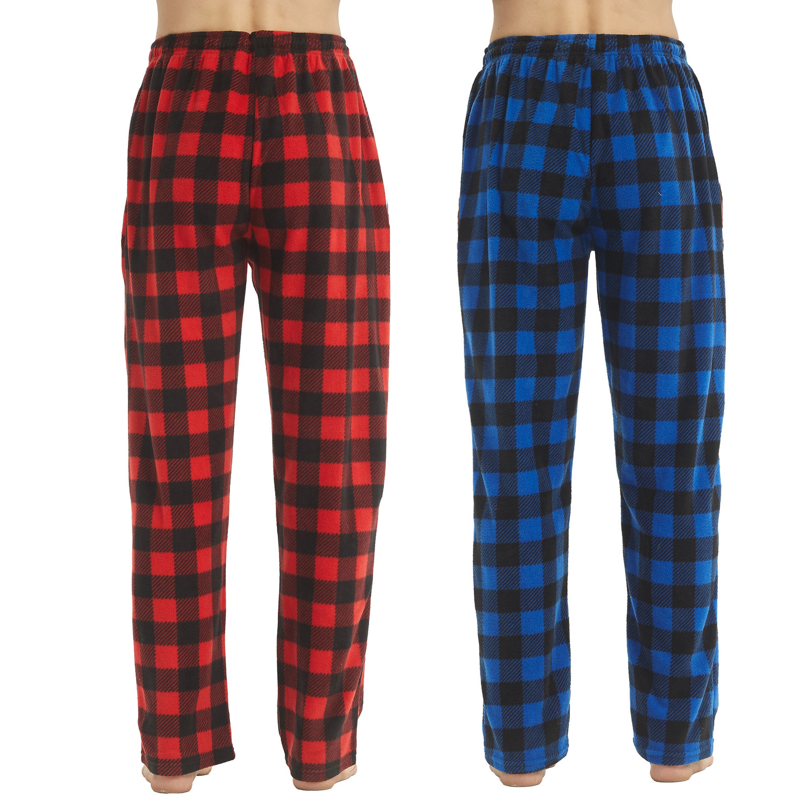 2 Pack Mens Pajama Pants Fleece Pajama Bottoms Pj Plaid Pants with Pockets Soft Warm Lounge Sleep Pants Sleepwear Loungewear 250227