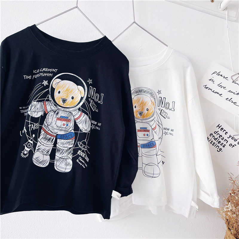 Tshirts Pure cotton childrens clothing 2025 spring collection new mens and womens cartoon Tshirt childrens long sleeved base shirt spring and autumn t