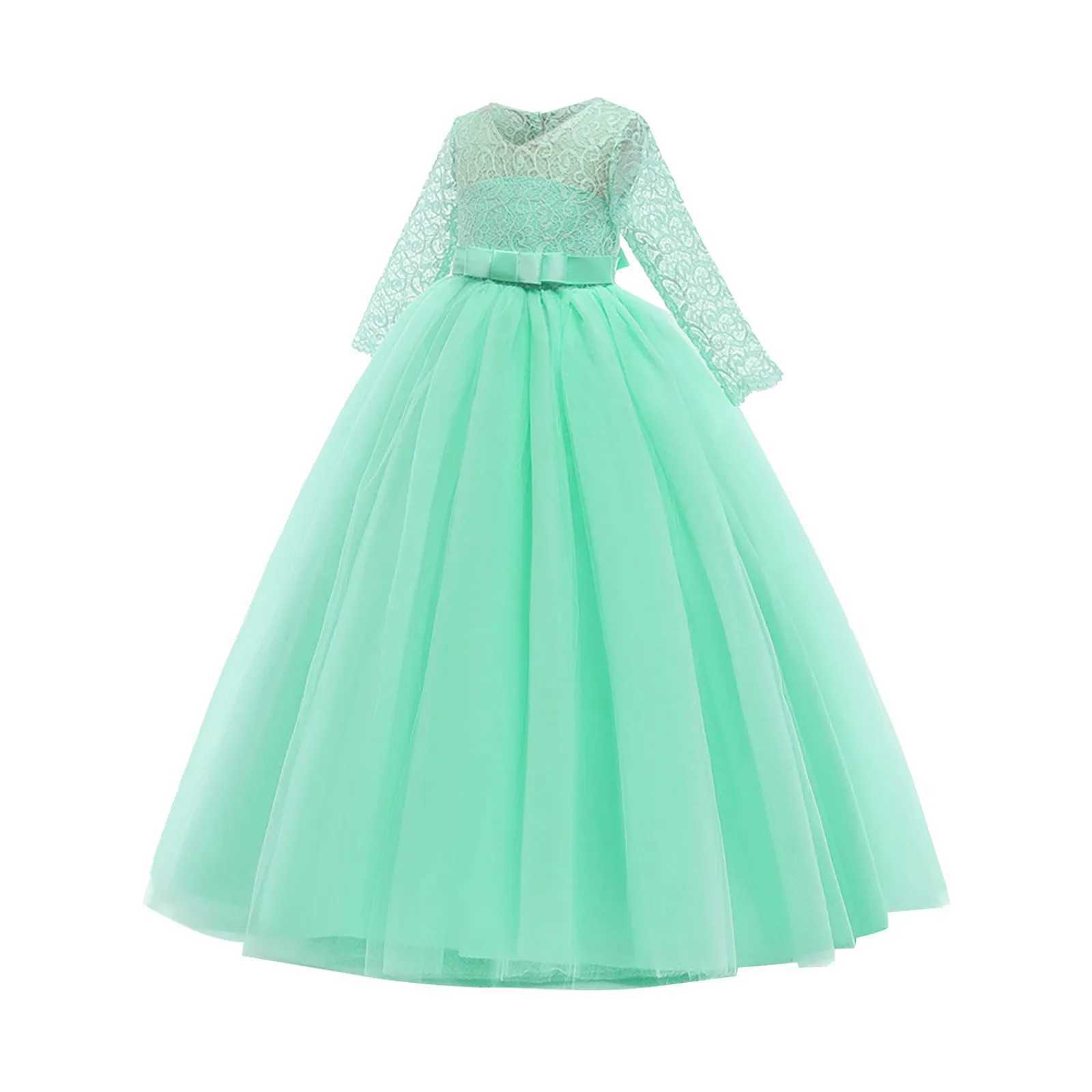 Girl's Dresses Child Girls Dress For New Year Lace Bowknot Princess Wedding Flower Girls Performance Formal Tutu Dress for New Year 2022 Y2502279