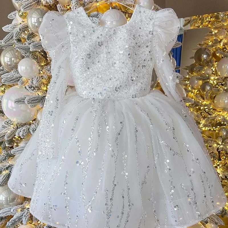 Girl's Dresses New Luxurious Child Birthday Party Dress Sparkly Girl Wedding Party Dress Puff Flower Girl Dress Cute Baby Dress First Gown Y25022