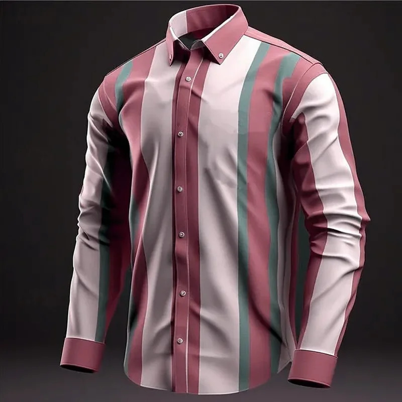 Striped shirt selling mens shirt retro three-dimensional party comfortable soft outdoor street top plus size factory d 250224