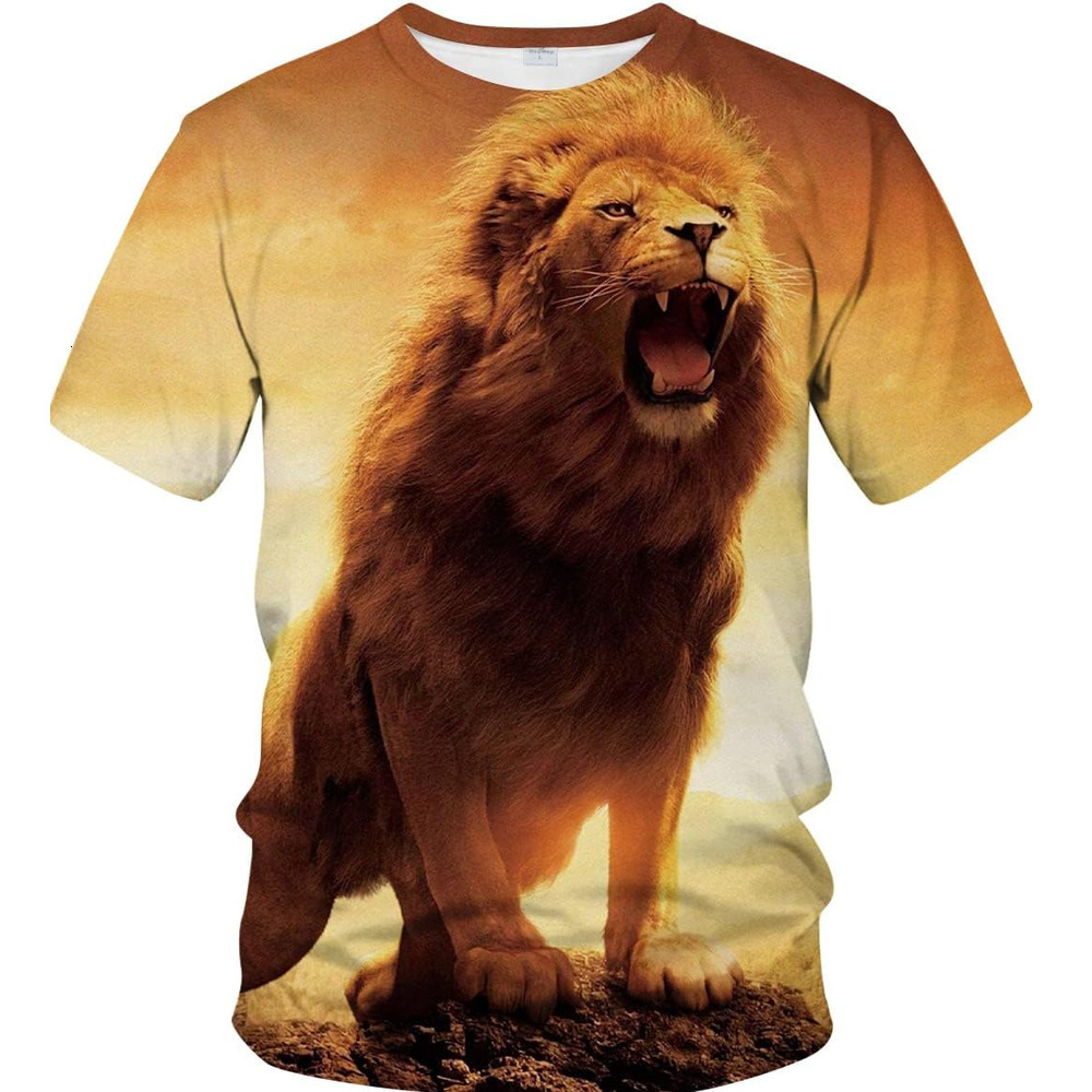 Mens T shirt Mens Animal Lion 3D Printed T-Shirt Casual Short Sleeve Tee Shirt tee Casual tops summer clothes cool Lion pattern