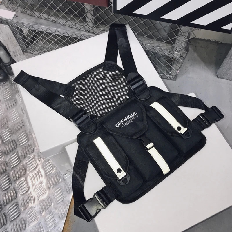 Ship from US 1Pc Men Women Chest Rig Bag Reflective Vest Functional Harness Front Waist Pouch Backpack Hip Hop Adjustable 250227FBB