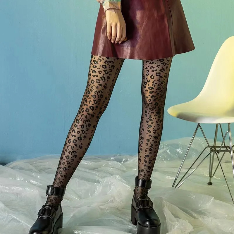 Wear Resistant Leopard Print Pantyhose Female Retro Pattern Tights Women Graceful Leggings Lady High Elasticity Silk Stockings 250226