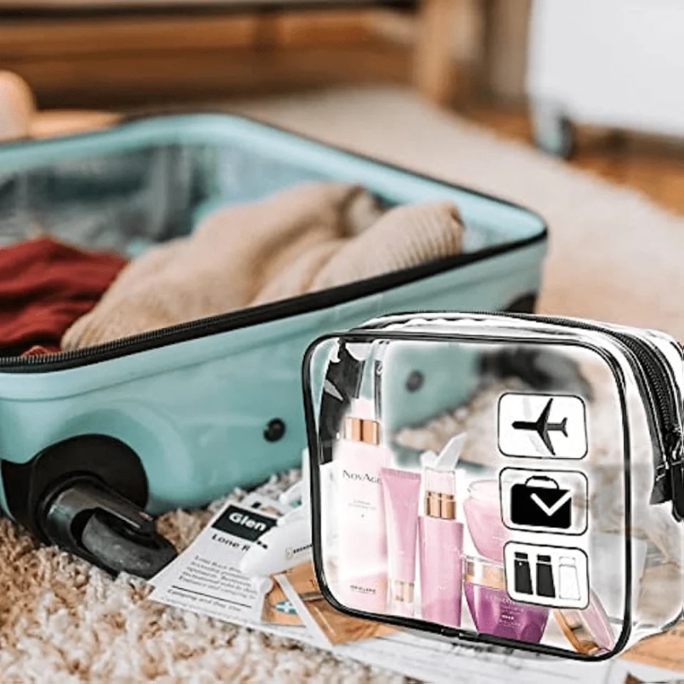 Ship from US 3 TSA approved transparent toilet bags waterproof cosmetic for travel carry on bathroom and vacation use 250227FBB