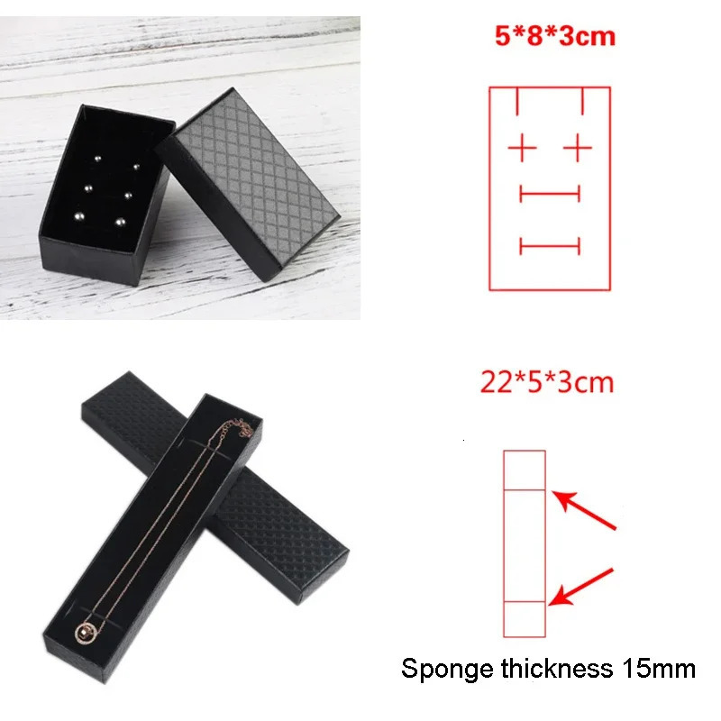 24pc Black Cardboard Jewelry Set Box For Pendant Necklace Earring Ring Boxes Packaging Paper Jewellry Organizer Storage Gift Box 250222