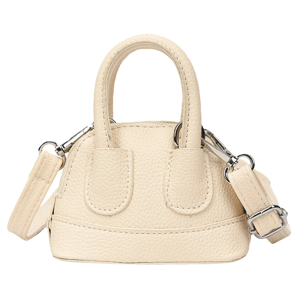 Ship from US Womens Shoulder Bag Mini Shell Coin Wallet PU Leather with Zipper Top Handbag Solid Color Clutch Work Travel 250227FBB