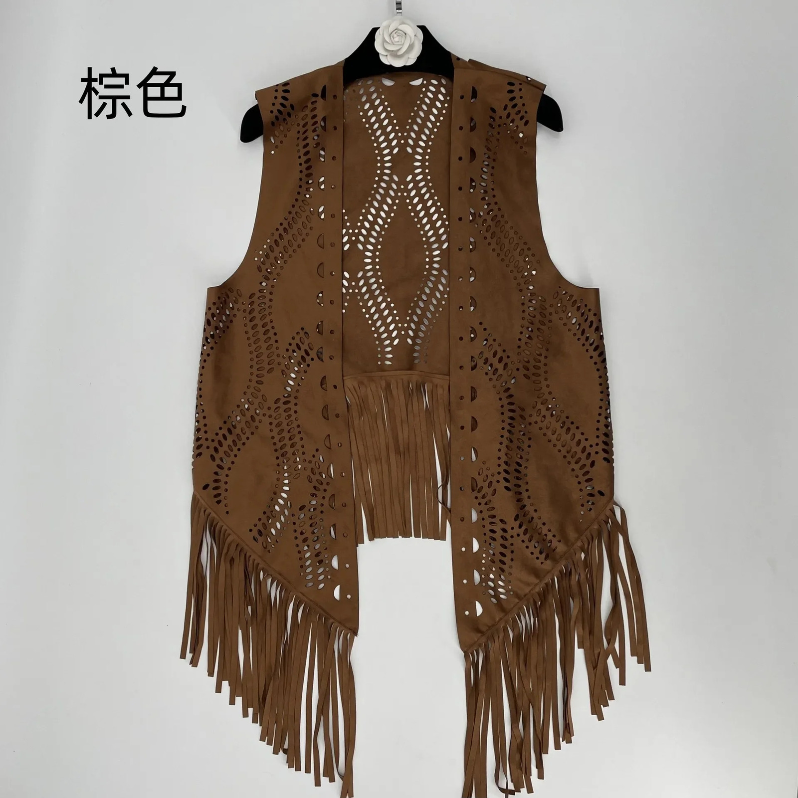 Western Cowboy Style Womens Suede ExtraLong Fringed Vest AllMatch FolkCustom Desert Beach Vacation Shawl Size A2256 250227