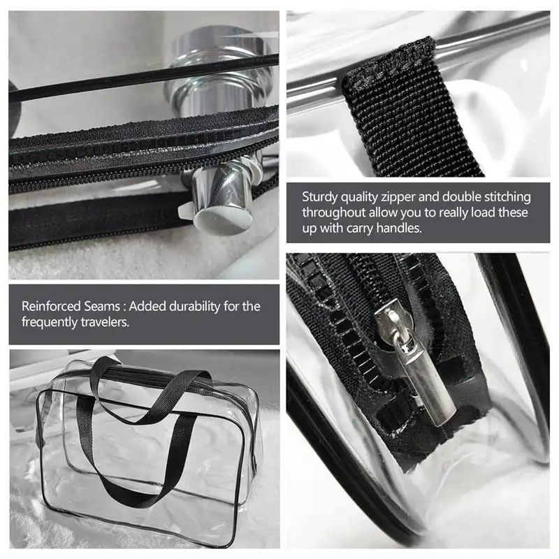 Ship from US Clear TSA Cosmetic Bag Set for Air Travel Waterproof Toiletry Organizer with Zipper Handle Straps Women Men 250227FBB