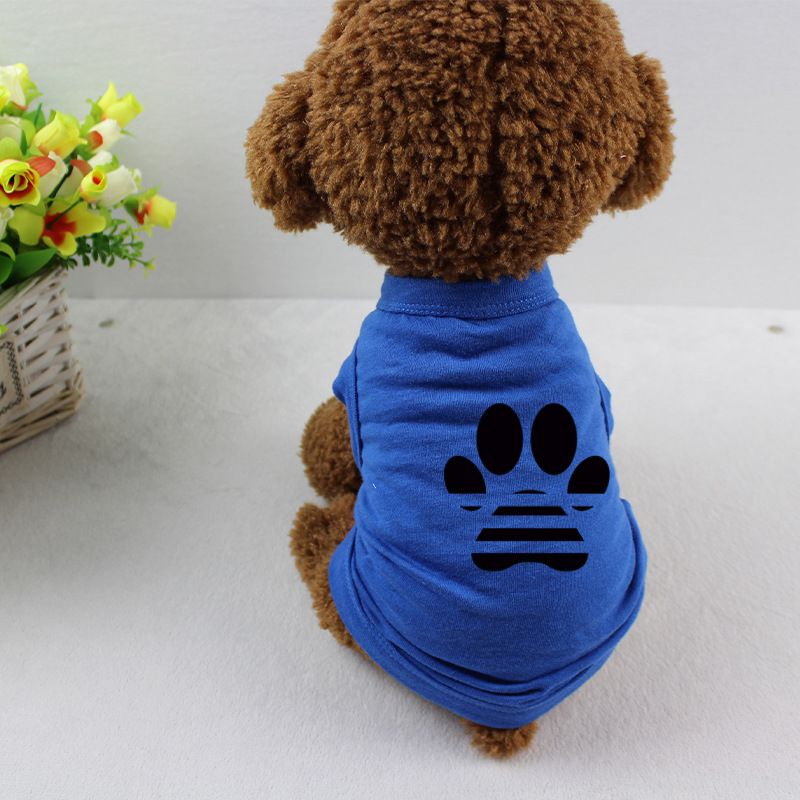 Solid Color Dog Clothes for Small Dogs, Pure Cotton Soft and Breathable with Big Dog Paw Print Puppy Kitten Shirts Summer Dog Sleeveless Vests for Yor
