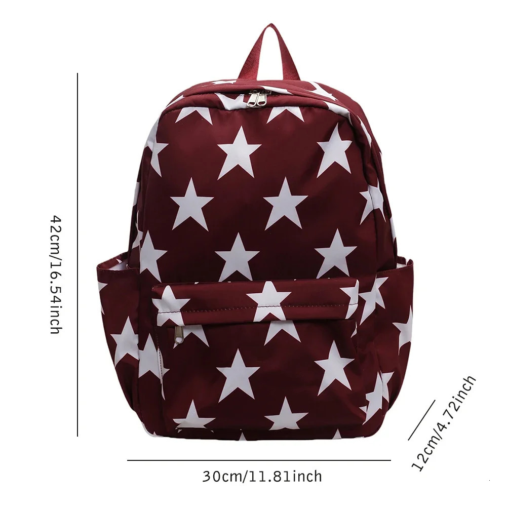 Ship from US Y2K Backpack Women Student School Bags for Girls Cute Nylon Daypack Grunge Stars Chic Trendy Bookbag Hiking Trip Backpacks 250228FBB