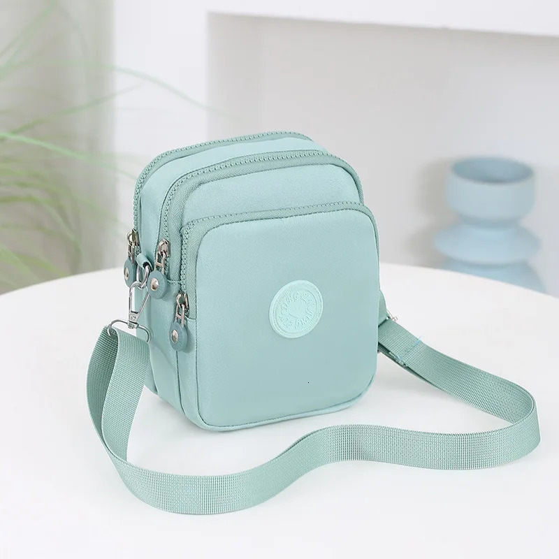 Ship from US Three layer mobile phone bag womens crossbody mini versatile summer Oxford canvas walking wallet 250227FBB