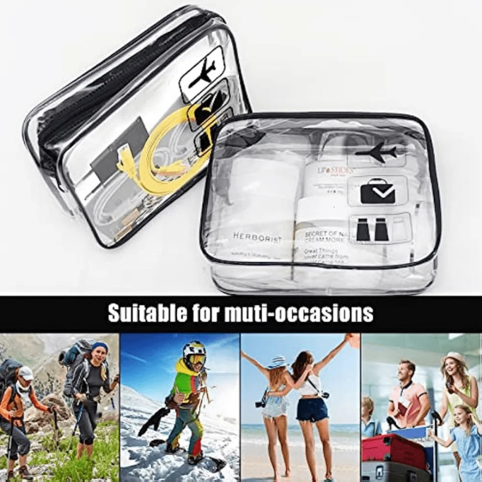 Ship from US 3 TSA approved transparent toilet bags waterproof cosmetic for travel carry on bathroom and vacation use 250227FBB