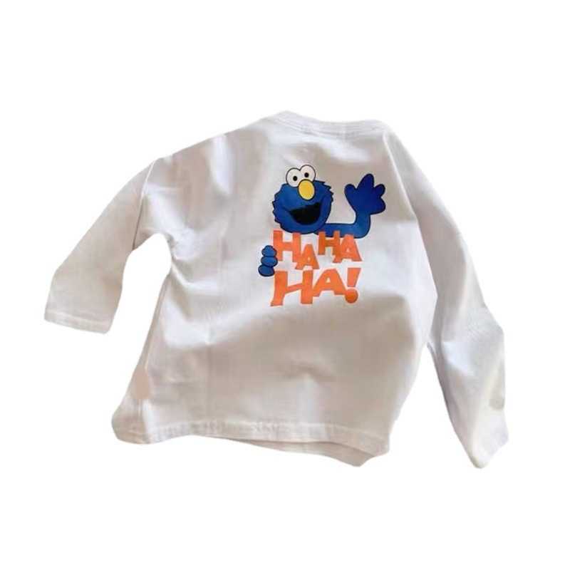 T-shirts Cotton T-shirt long sleeved childrens and womens spring and autumn tops cartoon fun simple inner layer bottom shirt for childrenY250227IRKZ