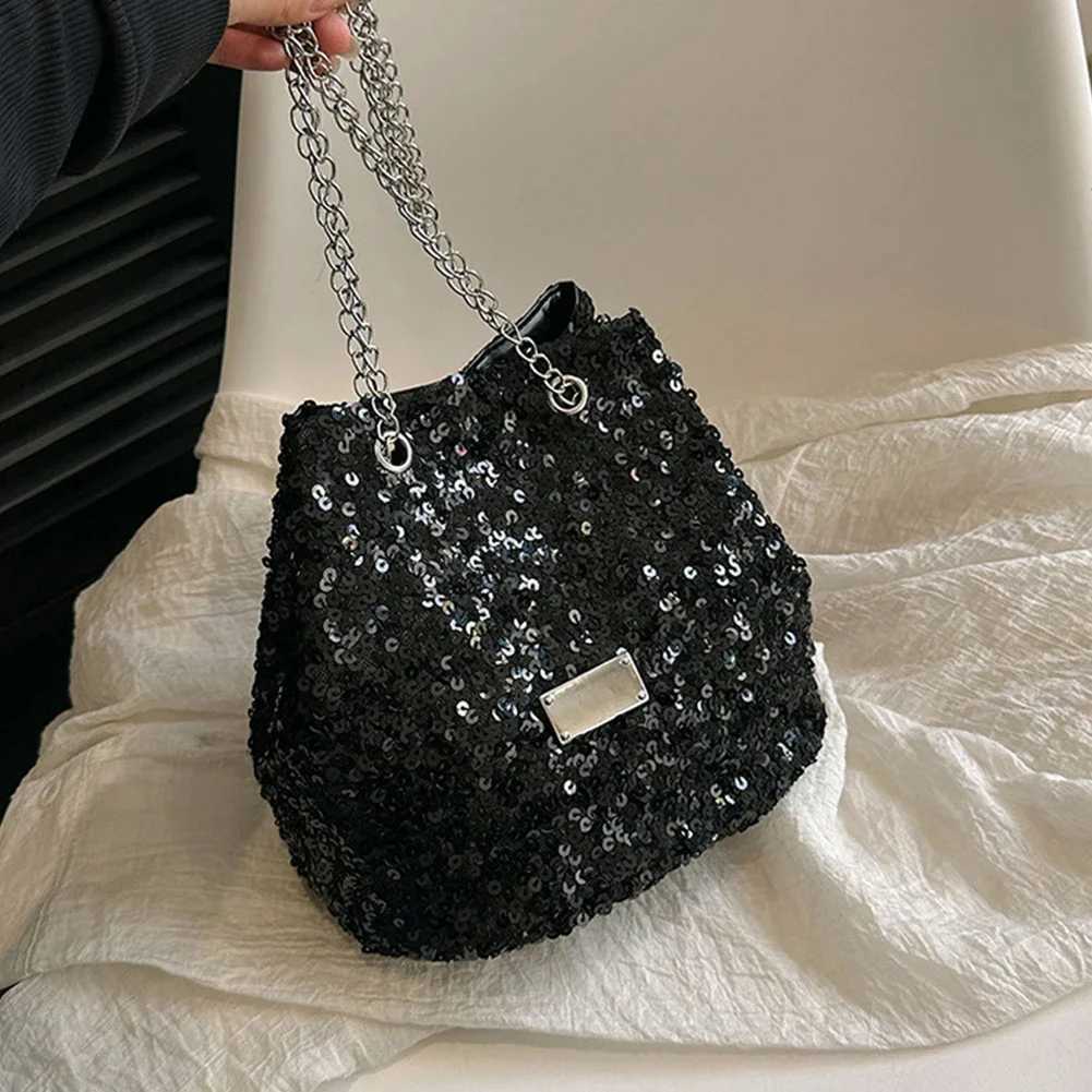 Female Sequin Chain Shoulder Bag Y2k Crossbody Bag Large Capacity Women Bucket Bag Luxury Purses Designer Lady Evening CluhXJ250227