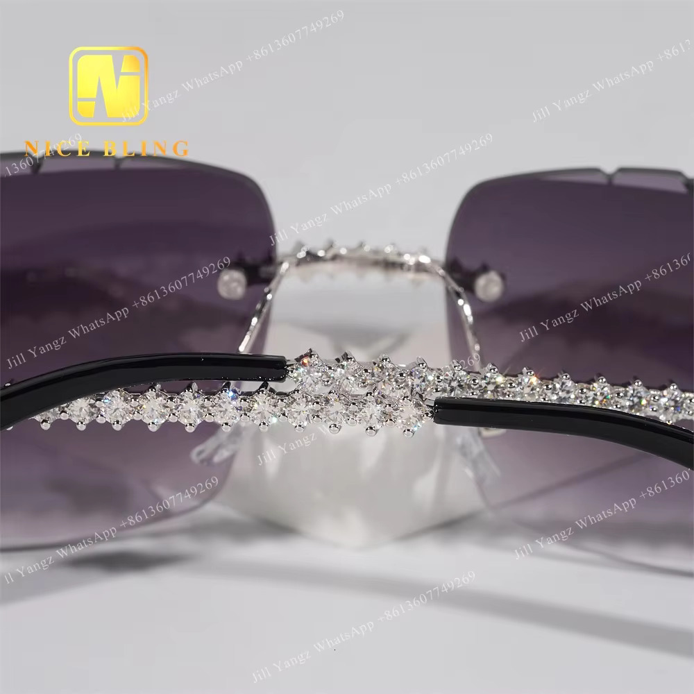 REAL HAND SET Jewelry S Moissanite Pass Dia Tester Rimless Men Iced Out Sunglasses Custom Accepted