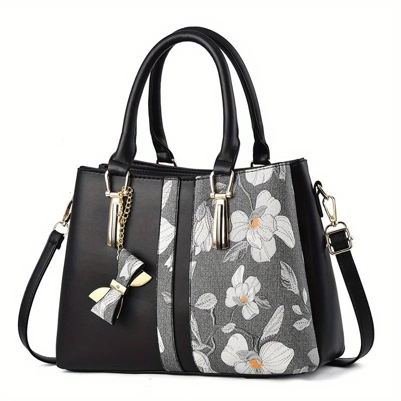Ship from US Elegant embroidery 2way handbag womens cross shaped bag highend synthetic leather top handle wallet 250227FBB