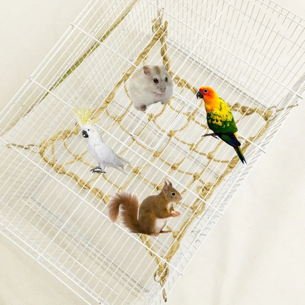 Parrot Swing Rope Birds Hanging Climbing Net wiith Hook Hammock Birds Stand Ladder Birds Chewing Playing Gym Toys 30X20CM 250226