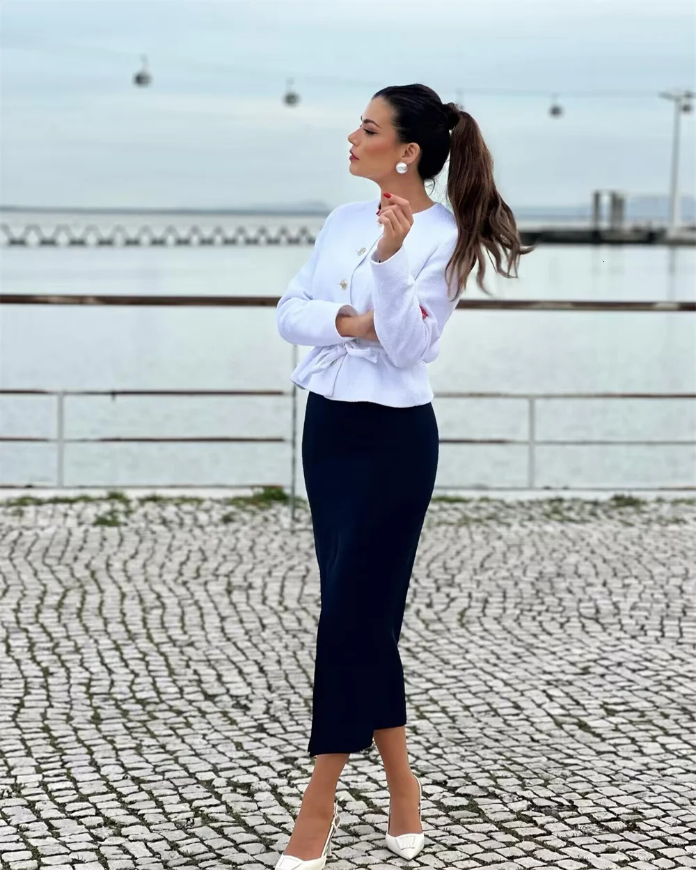 Ladies Vintage Solid Single Breasted Cropped Bomber Jacket Womens Coat ONeck Long Sleeves Female Chic Lady Outfits Tops 250227