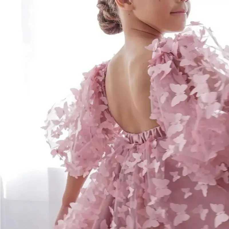 Girl's Dresses Fashion Baby Girl Dress Butterfly Puff Sleeve Childrens Chiffon Princess Dress Vestido Pageant Birthday Party A3743 Y250227AJG4