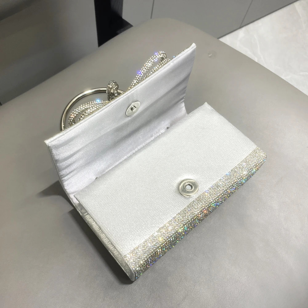 Evening bag handmade silver crystal sparkling womens handbag y ner 250326