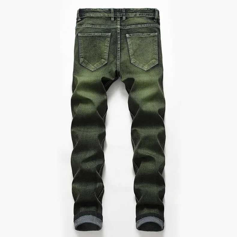 Jeans Denim Men New Green Stretch Plus Size Casual Straight Fashion Brand Classic High Quality Pants X250227