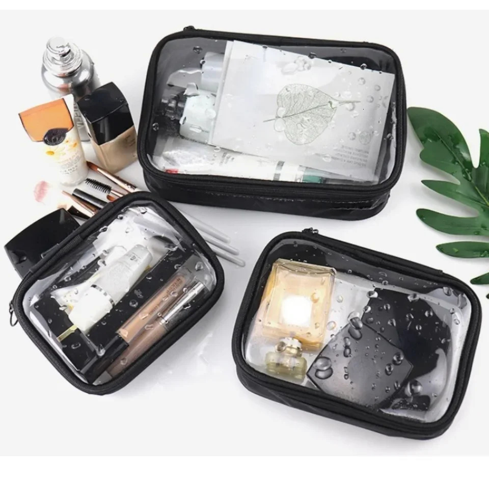 Ship from US Waterproof Transparent Cosmetic Bath Bags Kit Women Make Case Travel Zipper Clear Makeup Beauty Wash Organizer 250227FBB