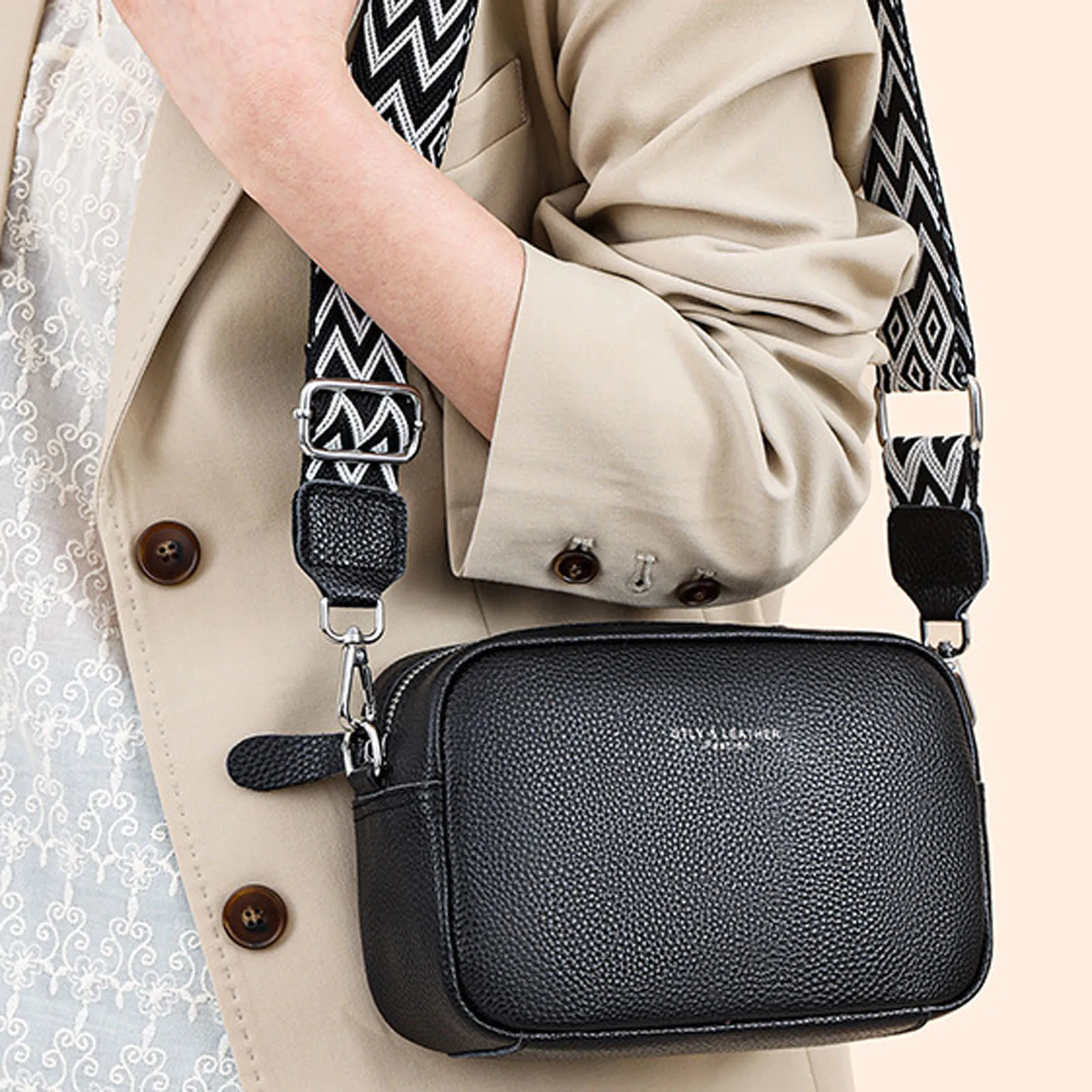 Ship from U.S. Bags For Women Leather Shoulder Bag For Men Small Square Bag Soft Crossbody Leather Bag Spring Model Female Shoulder Bag Bags 250227FBB