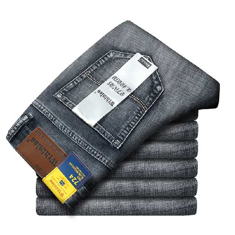 Wthinlee Mens Casual Business Straight Stretch Jeans Fashion Classic Blue Gray Black Work Denim Trousers Male Brand Clothing X250227