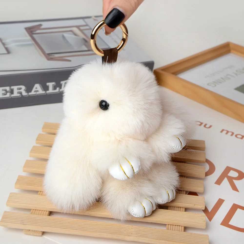 15cm fluffy soft cute artificial rabbit fur girl bag keychain Pom gift Free shipping