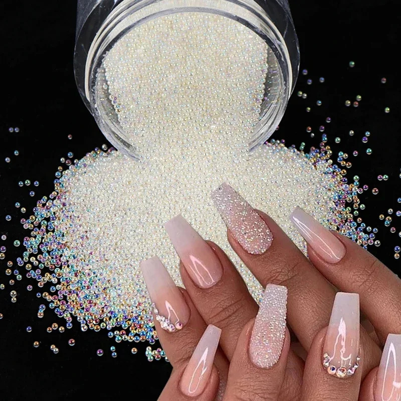 Caviar Small Beads Glass Nail Charms 3D Clear AB Color Gems Decoration Accessories Supplies for Professionals 250217