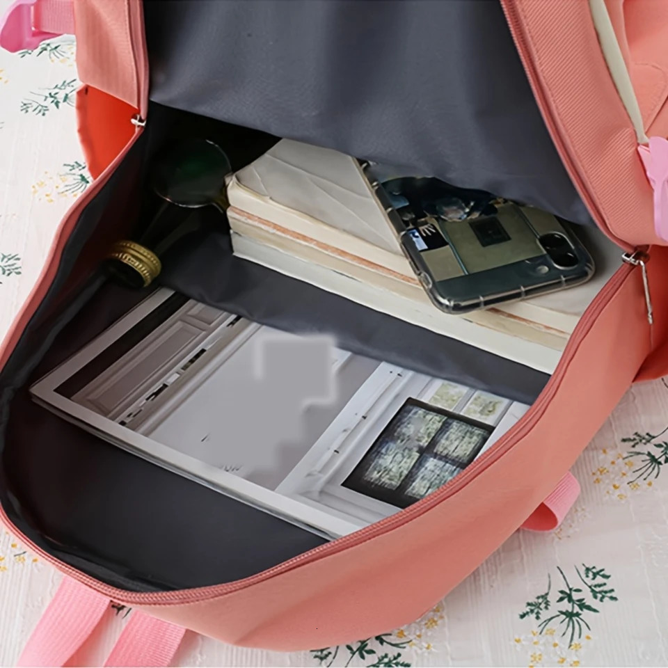 Ship from US Harajuku Backpack Set Fashionable school equipment large capacity main bag comfortable shoulder pencil case and handbag 250227FBB