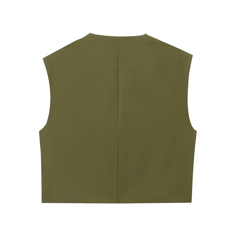 Willshela Womens Fashion Solid Single Chest Vest Retro Oneck Sleeveless Jacket 250226