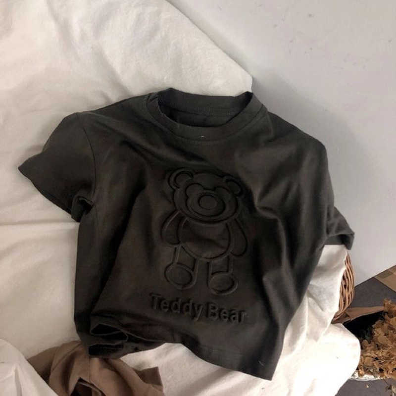 T-shirts Pure cotton childrens cartoon short sleeved printed T-shirt summer outfit boys stylish top summer baby half sleeved childrens clothingY250227