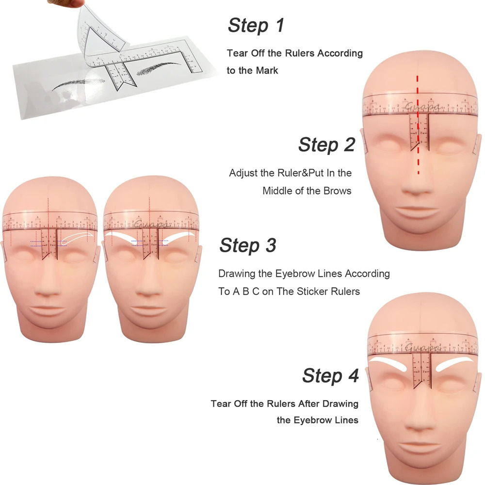 Disposable Tattoo Eyebrow Ruler Sticker with Brow Shape Ruler for Permanent Makeup Measurement Stencil Template 250224