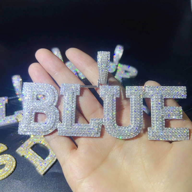Pendant Cuban Letter Original 925 Sterling Silver Full For Women MenAlphabet Pendant 250227
