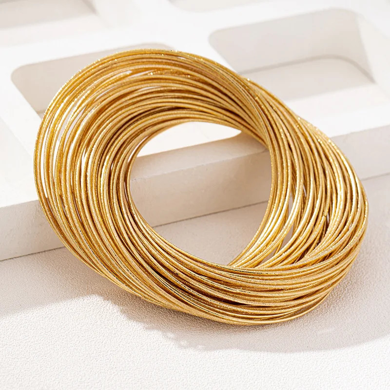 Vintage Hyperbolic Layered Gold Plated Wide Wire Bracelet Bangle for Women Exaggerated Wrist Wrap Bangle Hand Jewelry Gift 250227