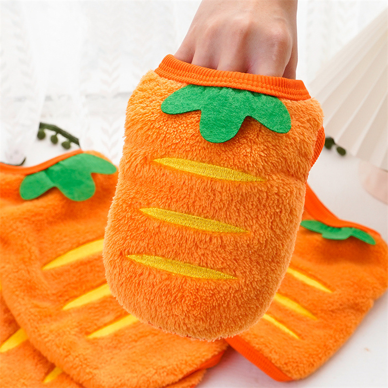 Winter - warm Carrot - themed Pet Clothes for Dogs like Teddy, Bichon Frise, Corgi, Pomeranian and Cats