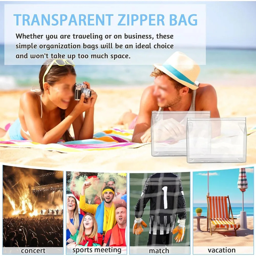 Ship from US Mini transparent makeup bag tissue small waterproof zipper plastic cosmetic 250227FBB