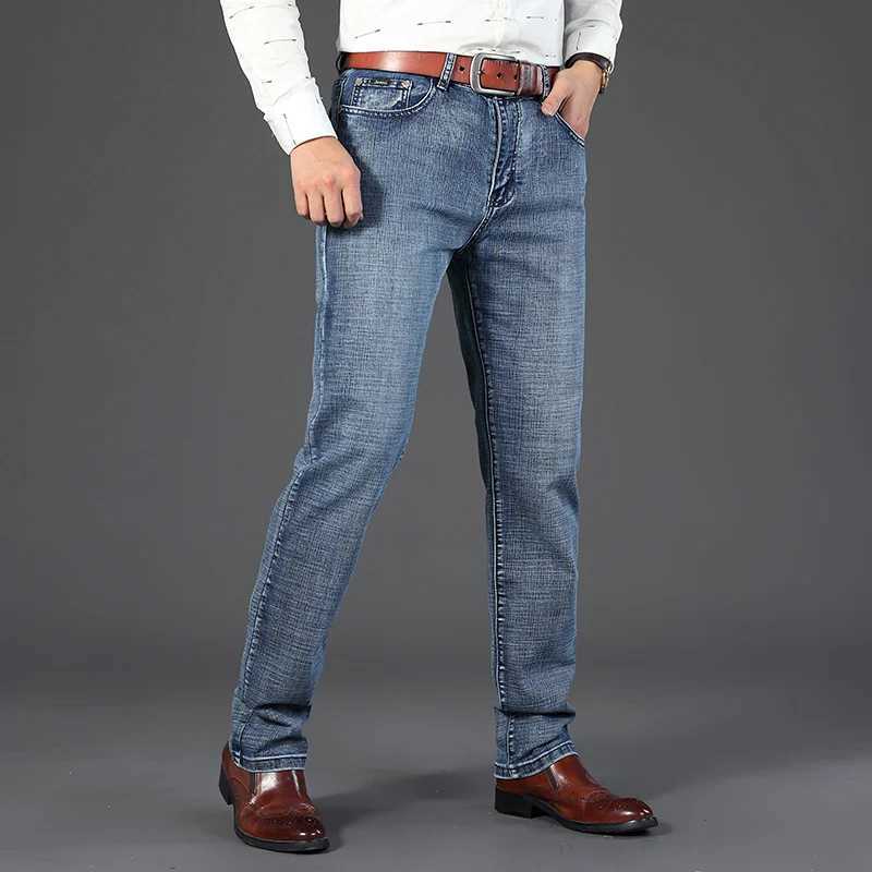 Classic Business Fashion Cosy Mens Jeans Casual Straight Stretch Blue Black Work Denim Trousers Male Brand Clothing Trousers X250227