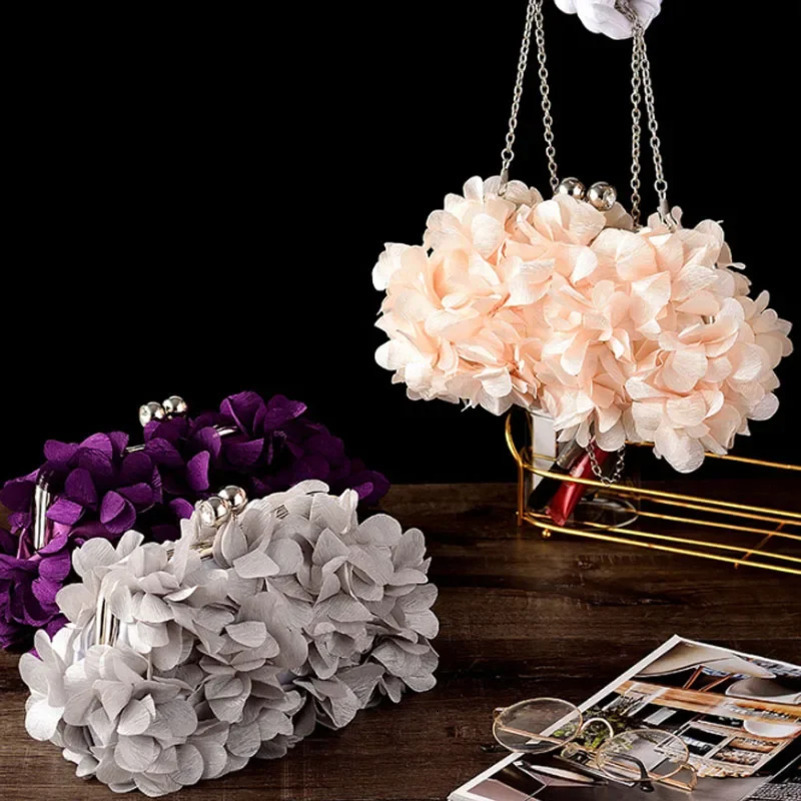 Wedding Dress Bag 8 Colors White Bride Clutches Ladies Blue Party Handbag Woman Purple Evening Flower Bags Floral Clutch 250226
