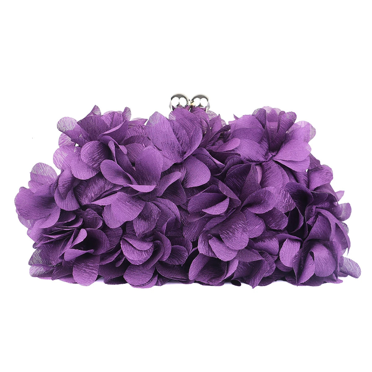 Elegant and lovely embossed floral arrangement satin flower bag petal clip garbage multicolor playable evening with bridal gown 250226