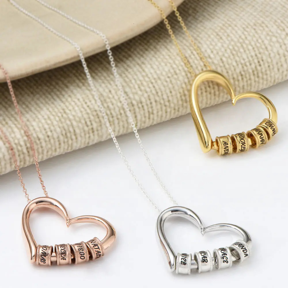 Personalized Heart Necklace Jewelry Custom Name Necklaces Pendants Mothers Day Gift 250117