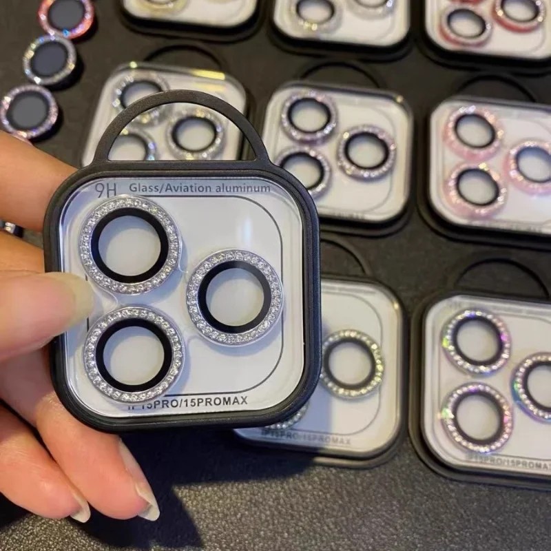 Luxury Rhinestone Bling Glitter Ring Diamond Eagle Eye Hawkeye Camera Lens Glass Protector For iPhone 16 15 14 13 12 11 Pro Max Mini With Small Retail